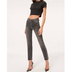 Good American Good Classic Raw Hem High Waist Slim Straight Skinny Jeans